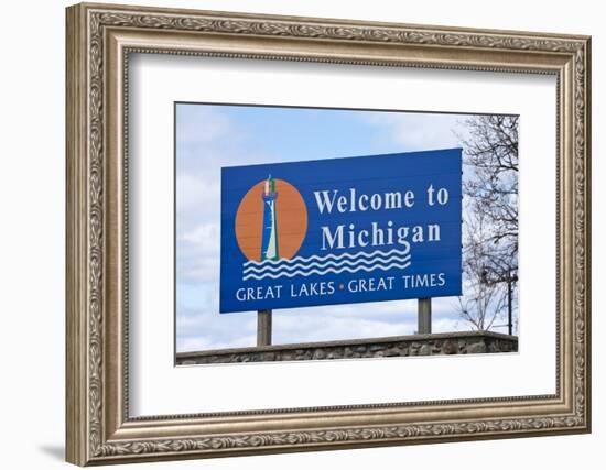 Welcome to Michigan Sign-Paul Souders-Framed Photographic Print