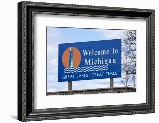 Welcome to Michigan Sign-Paul Souders-Framed Photographic Print