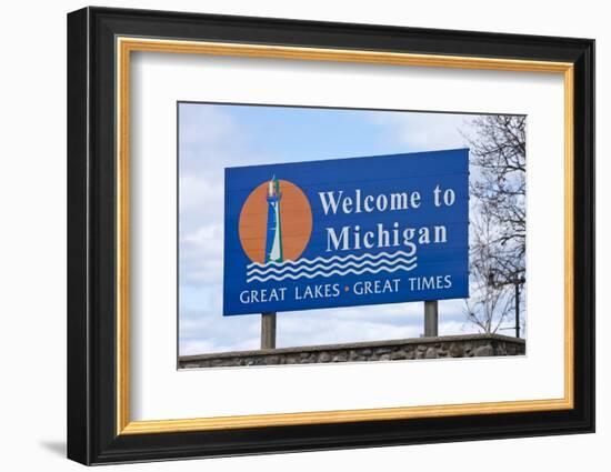 Welcome to Michigan Sign-Paul Souders-Framed Photographic Print