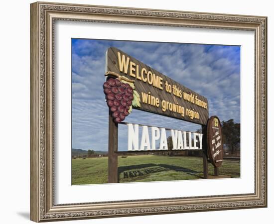 Welcome to Napa Valley Sign, Napa, Napa Valley Wine Country, Northern California, Usa-Walter Bibikow-Framed Photographic Print