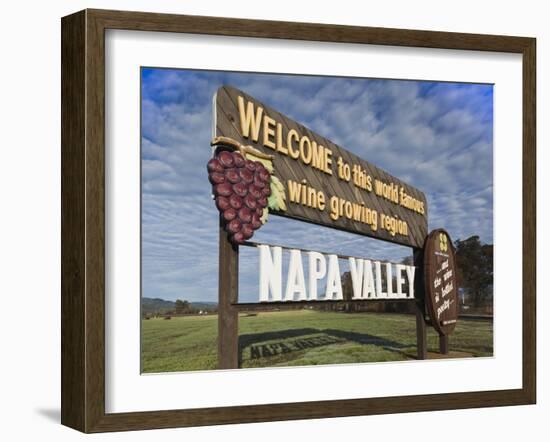 Welcome to Napa Valley Sign, Napa, Napa Valley Wine Country, Northern California, Usa-Walter Bibikow-Framed Photographic Print