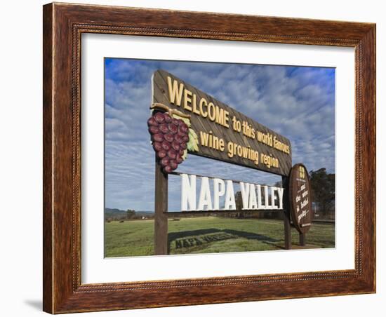 Welcome to Napa Valley Sign, Napa, Napa Valley Wine Country, Northern California, Usa-Walter Bibikow-Framed Photographic Print