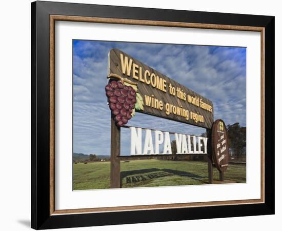 Welcome to Napa Valley Sign, Napa, Napa Valley Wine Country, Northern California, Usa-Walter Bibikow-Framed Photographic Print