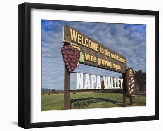 Welcome to Napa Valley Sign, Napa, Napa Valley Wine Country, Northern California, Usa-Walter Bibikow-Framed Photographic Print