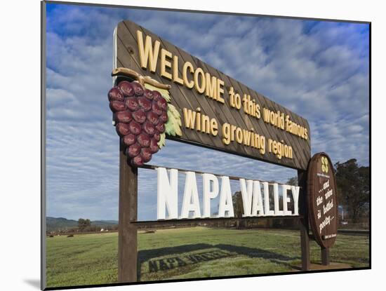Welcome to Napa Valley Sign, Napa, Napa Valley Wine Country, Northern California, Usa-Walter Bibikow-Mounted Photographic Print