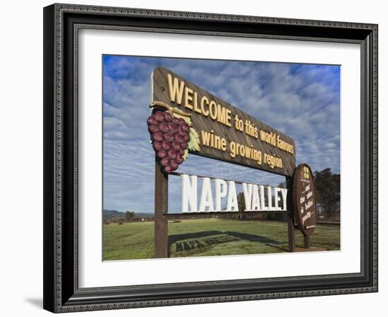 Welcome to Napa Valley Sign, Napa, Napa Valley Wine Country, Northern California, Usa-Walter Bibikow-Framed Photographic Print