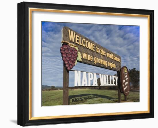 Welcome to Napa Valley Sign, Napa, Napa Valley Wine Country, Northern California, Usa-Walter Bibikow-Framed Photographic Print