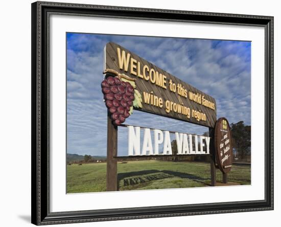 Welcome to Napa Valley Sign, Napa, Napa Valley Wine Country, Northern California, Usa-Walter Bibikow-Framed Photographic Print