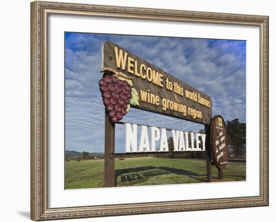 Welcome to Napa Valley Sign, Napa, Napa Valley Wine Country, Northern California, Usa-Walter Bibikow-Framed Photographic Print