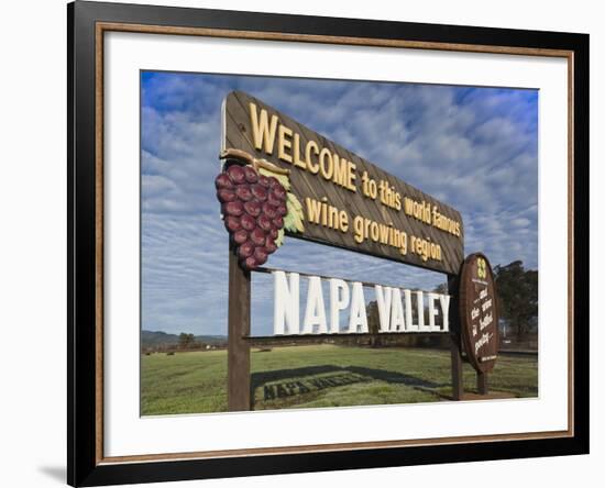 Welcome to Napa Valley Sign, Napa, Napa Valley Wine Country, Northern California, Usa-Walter Bibikow-Framed Photographic Print