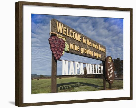 Welcome to Napa Valley Sign, Napa, Napa Valley Wine Country, Northern California, Usa-Walter Bibikow-Framed Photographic Print