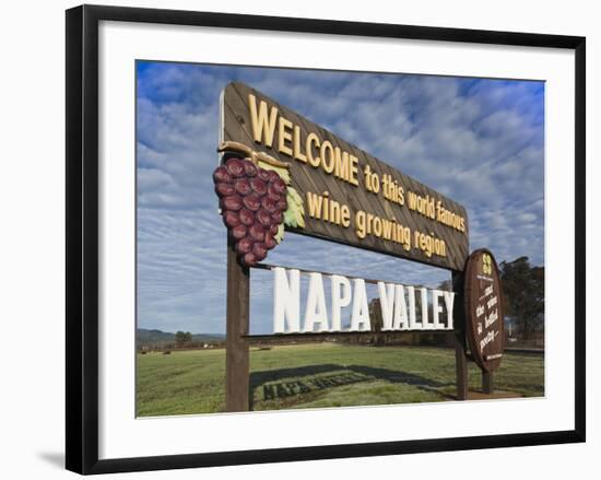 Welcome to Napa Valley Sign, Napa, Napa Valley Wine Country, Northern California, Usa-Walter Bibikow-Framed Photographic Print