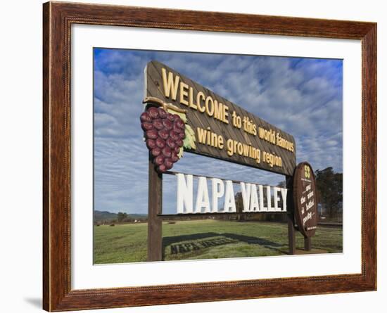 Welcome to Napa Valley Sign, Napa, Napa Valley Wine Country, Northern California, Usa-Walter Bibikow-Framed Photographic Print