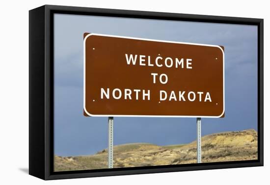 Welcome to North Dakota Sign-Paul Souders-Framed Premier Image Canvas