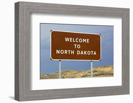 Welcome to North Dakota Sign-Paul Souders-Framed Photographic Print