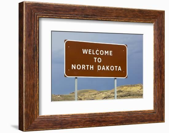 Welcome to North Dakota Sign-Paul Souders-Framed Photographic Print