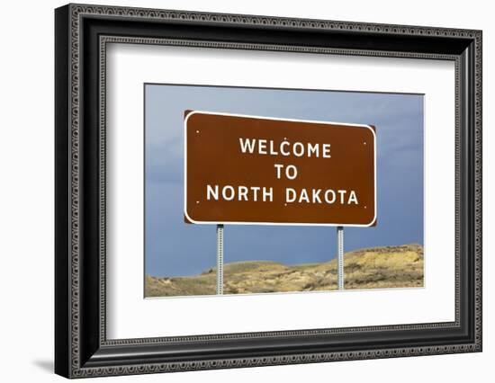 Welcome to North Dakota Sign-Paul Souders-Framed Photographic Print