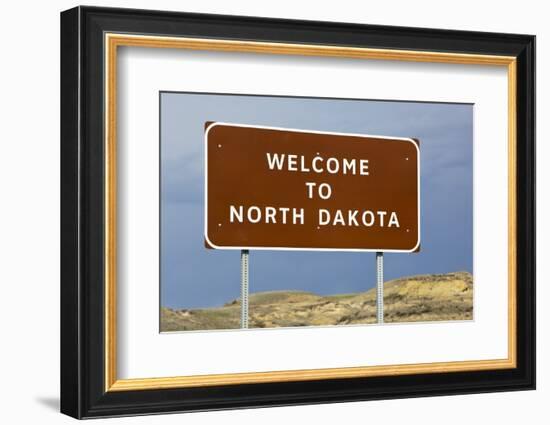 Welcome to North Dakota Sign-Paul Souders-Framed Photographic Print