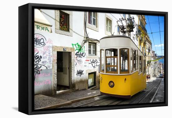 Welcome to Portugal Collection - Bica Elevator Yellow Tram in Lisbon-Philippe Hugonnard-Framed Premier Image Canvas
