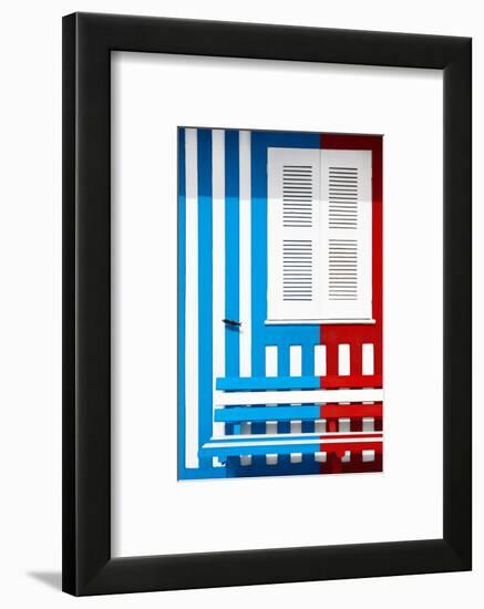 Welcome to Portugal Collection - Colorful Facade with Blue and Red Stripes-Philippe Hugonnard-Framed Photographic Print