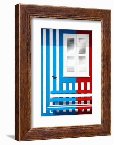 Welcome to Portugal Collection - Colorful Facade with Blue and Red Stripes-Philippe Hugonnard-Framed Photographic Print