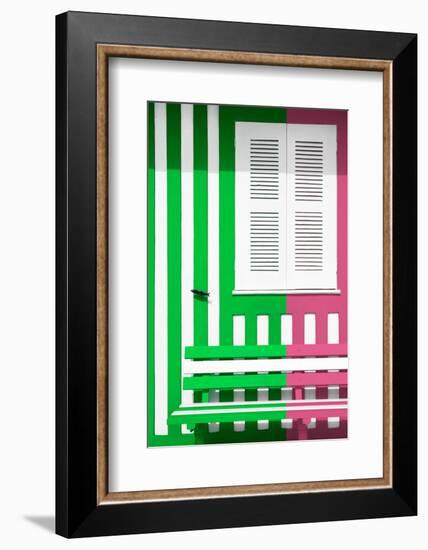 Welcome to Portugal Collection - Colorful Facade with Green and Pink Stripes-Philippe Hugonnard-Framed Photographic Print