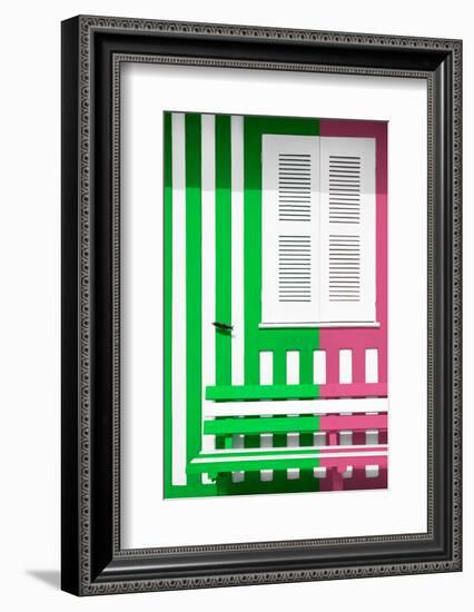 Welcome to Portugal Collection - Colorful Facade with Green and Pink Stripes-Philippe Hugonnard-Framed Photographic Print