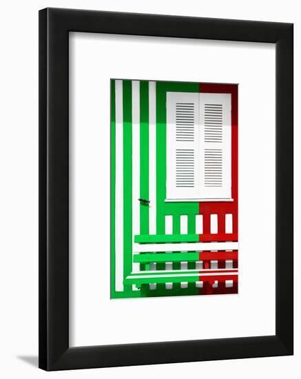 Welcome to Portugal Collection - Colorful Facade with Green and Red Stripes-Philippe Hugonnard-Framed Photographic Print