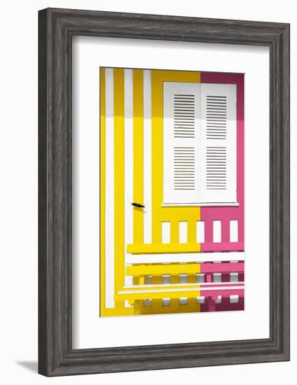 Welcome to Portugal Collection - Colorful Facade with Yellow and Pink Stripes-Philippe Hugonnard-Framed Photographic Print