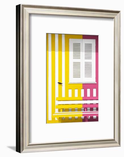 Welcome to Portugal Collection - Colorful Facade with Yellow and Pink Stripes-Philippe Hugonnard-Framed Photographic Print