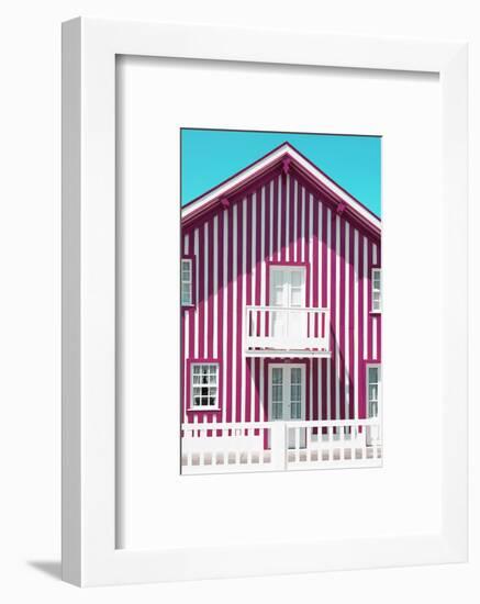 Welcome to Portugal Collection - Pink and White Striped Facade-Philippe Hugonnard-Framed Photographic Print