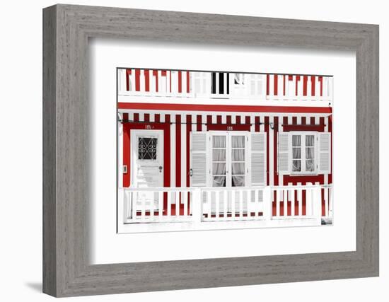 Welcome to Portugal Collection - Traditional Red Striped Facade-Philippe Hugonnard-Framed Photographic Print