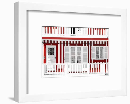 Welcome to Portugal Collection - Traditional Red Striped Facade-Philippe Hugonnard-Framed Photographic Print