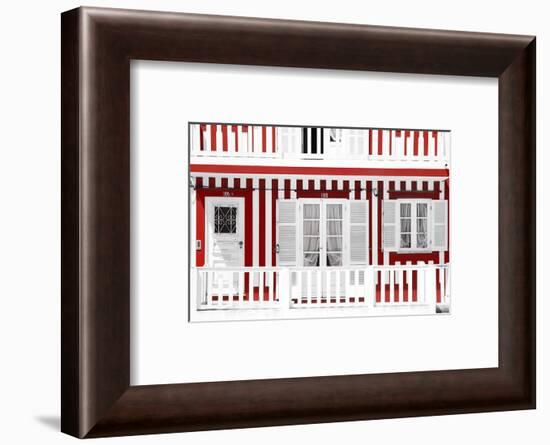 Welcome to Portugal Collection - Traditional Red Striped Facade-Philippe Hugonnard-Framed Photographic Print