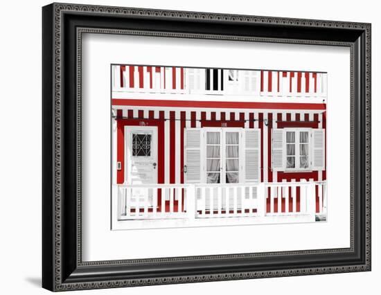 Welcome to Portugal Collection - Traditional Red Striped Facade-Philippe Hugonnard-Framed Photographic Print