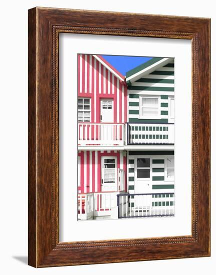 Welcome to Portugal Collection - Two Striped Facade Hot Pink & Olive Drab-Philippe Hugonnard-Framed Photographic Print