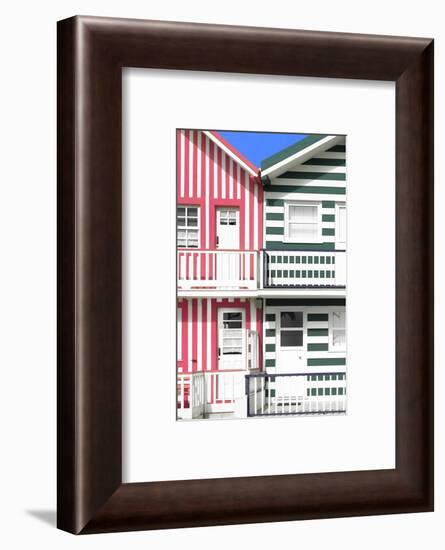 Welcome to Portugal Collection - Two Striped Facade Hot Pink & Olive Drab-Philippe Hugonnard-Framed Photographic Print