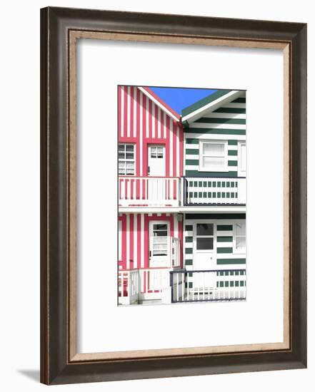 Welcome to Portugal Collection - Two Striped Facade Hot Pink & Olive Drab-Philippe Hugonnard-Framed Photographic Print