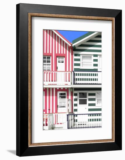 Welcome to Portugal Collection - Two Striped Facade Hot Pink & Olive Drab-Philippe Hugonnard-Framed Photographic Print