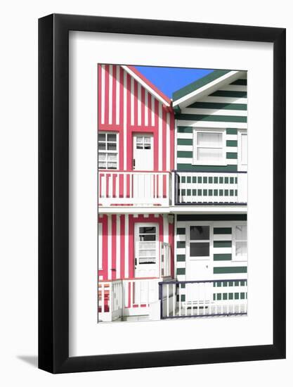 Welcome to Portugal Collection - Two Striped Facade Hot Pink & Olive Drab-Philippe Hugonnard-Framed Photographic Print