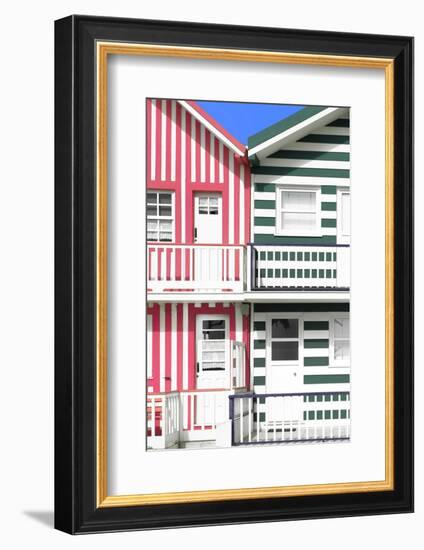 Welcome to Portugal Collection - Two Striped Facade Hot Pink & Olive Drab-Philippe Hugonnard-Framed Photographic Print