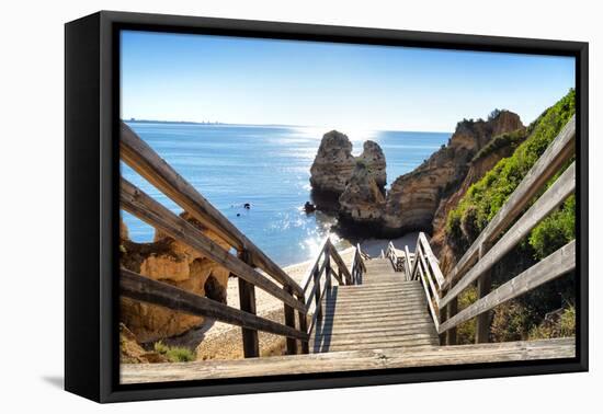 Welcome to Portugal Collection - Wooden Stairs to Praia do Camilo Beach-Philippe Hugonnard-Framed Premier Image Canvas