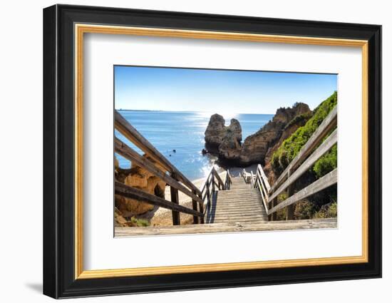Welcome to Portugal Collection - Wooden Stairs to Praia do Camilo Beach-Philippe Hugonnard-Framed Photographic Print