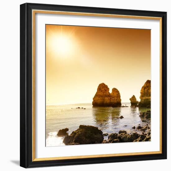 Welcome to Portugal Square Collection - Praia do Camilo at Sunset-Philippe Hugonnard-Framed Photographic Print