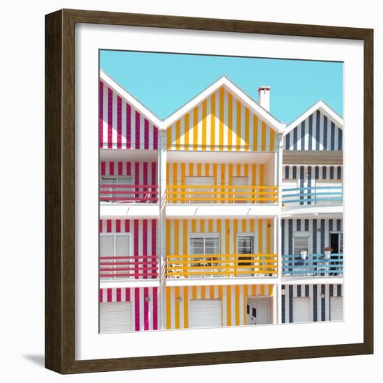 Welcome to Portugal Square Collection - Three Houses of Striped Colors IV-Philippe Hugonnard-Framed Photographic Print