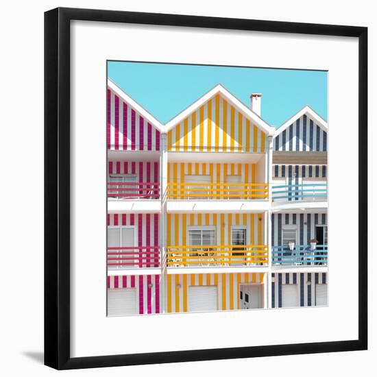 Welcome to Portugal Square Collection - Three Houses of Striped Colors IV-Philippe Hugonnard-Framed Photographic Print