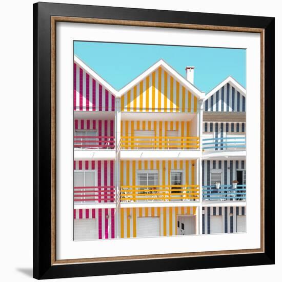 Welcome to Portugal Square Collection - Three Houses of Striped Colors IV-Philippe Hugonnard-Framed Photographic Print