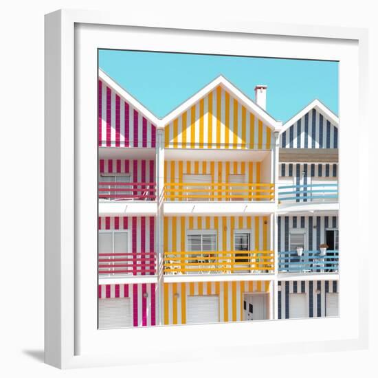 Welcome to Portugal Square Collection - Three Houses of Striped Colors IV-Philippe Hugonnard-Framed Photographic Print