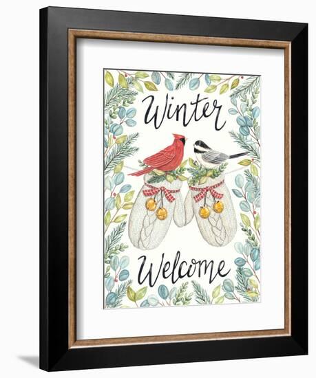 Welcome Winter Mittens-Deb Strain-Framed Art Print