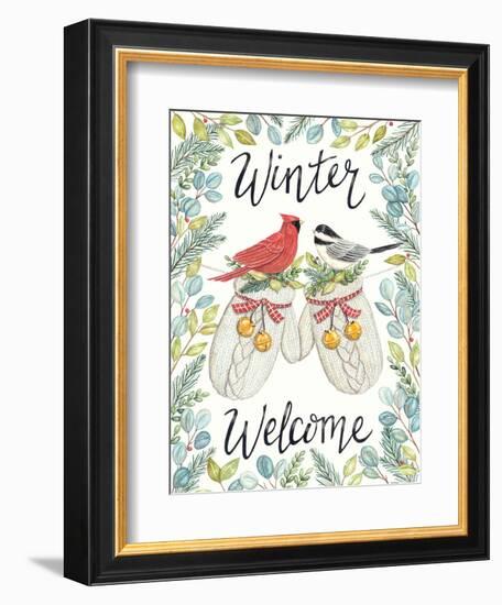 Welcome Winter Mittens-Deb Strain-Framed Art Print